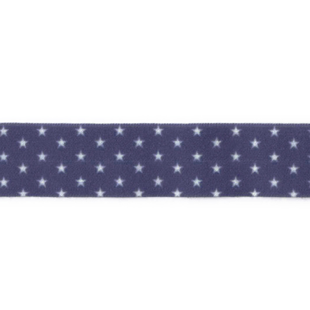 Folde elastik med hvide stjerner, blå
