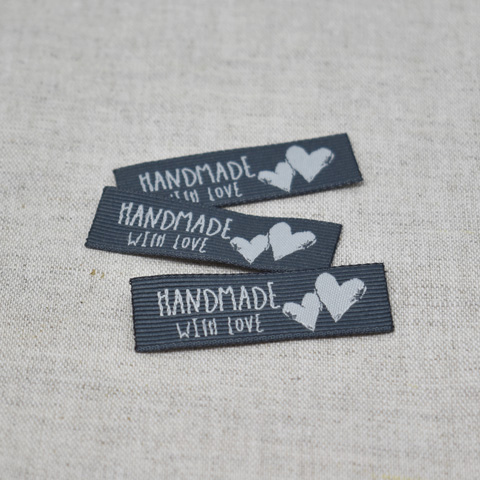 Vævet label, Handmade, 15x45 mm